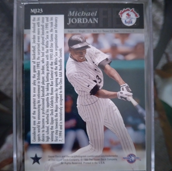 MICHAEL JORDAN UPPER DECK BASEBALL CARD - Picture 2 of 2